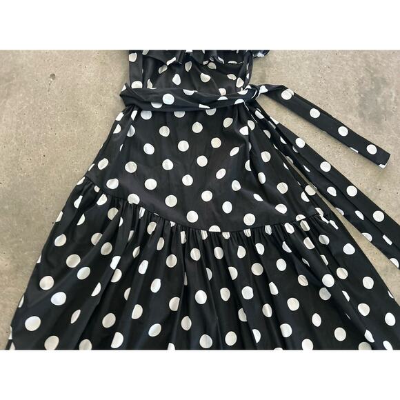Caroline Constas Rhea Polka Dot One Shoulder Gown Sz M Ruffle Lightweight Belted - Picture 6 of 11